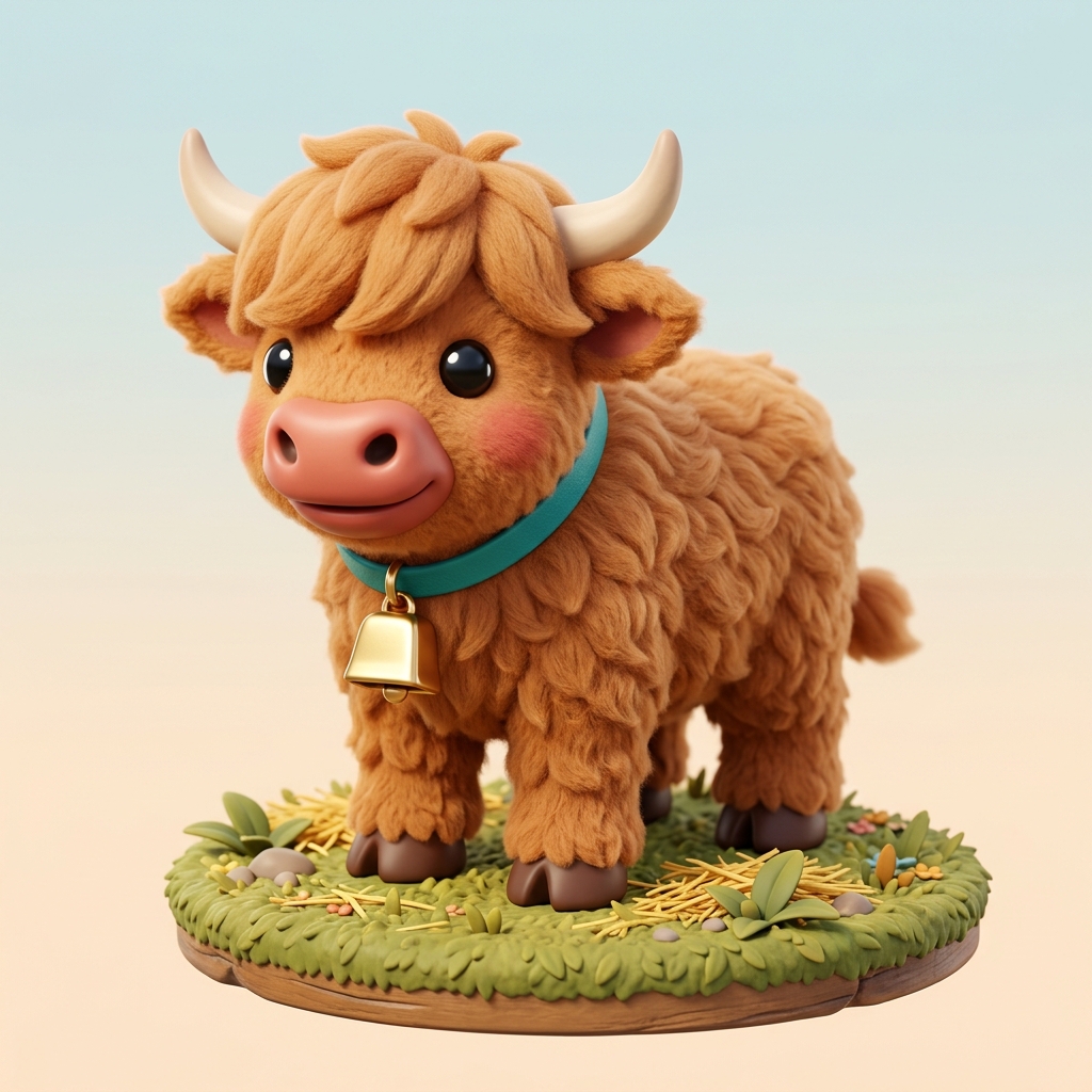 Barnaby the Scottish Highland Calf Nano Banana concept art