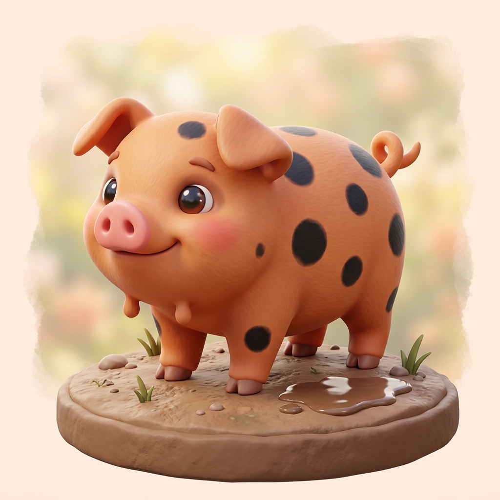 Cinnamon the Kunekune Piglet Nano Banana concept art