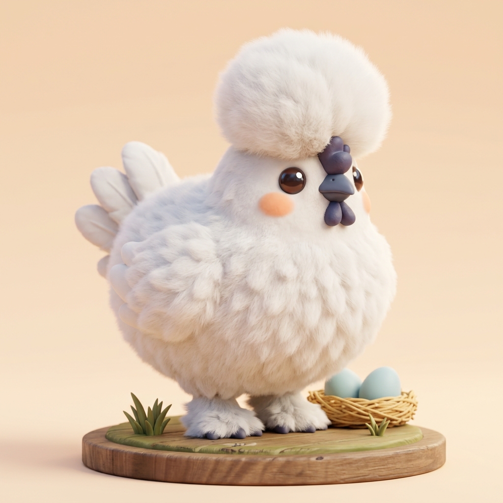Mochi the Silkie Bantam Chicken Nano Banana concept art