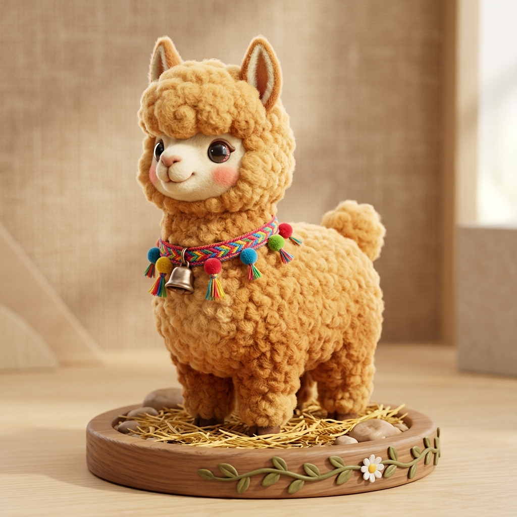 Nugget the Huacaya Alpaca Cria Nano Banana concept art